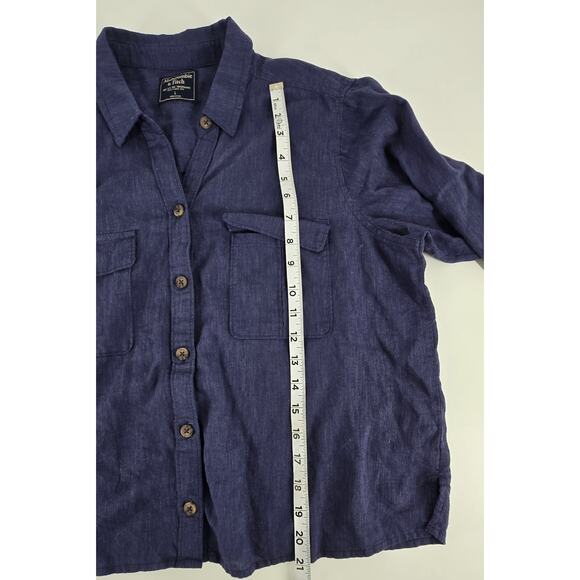 Abercrombie and Fitch Linen Blend Button Down Beachy Boxy Womens Large Old Money - Picture 5 of 7